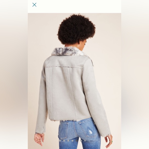 Anthropologie Marrakech Reversible Faux Fur/Suede Moto Jacket - Picture 4 of 10